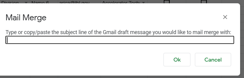 Google Sheets Draft Email Subject